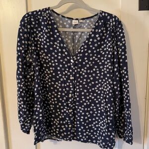 Gap Blue/White Floral Button Down Blouse